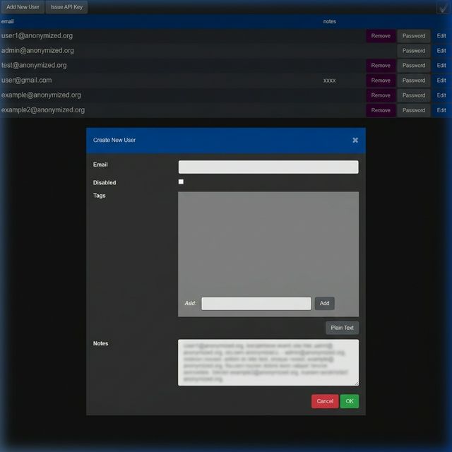 The Add User form in Chorus, with email, username, password and permission tags